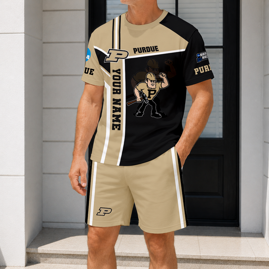 ELITE EDITION - NEW CUSTOMIZED NCAA MAM20 PUB PU BOILERMAKERS T-SHIRT & SHORT PANTS SET