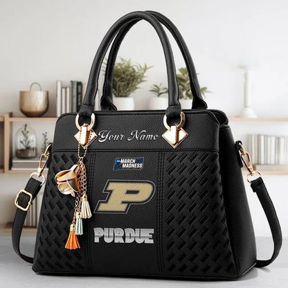 LIMITED EDITION - NEW CUSTOMIZED NCAA MAM20 PUB PURDUE BOILERMAKERS ZIP HANDBAG MULTICOLOR