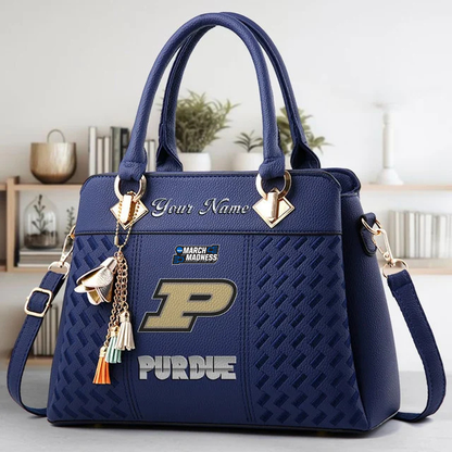 LIMITED EDITION - NEW CUSTOMIZED NCAA MAM20 PUB PURDUE BOILERMAKERS ZIP HANDBAG MULTICOLOR