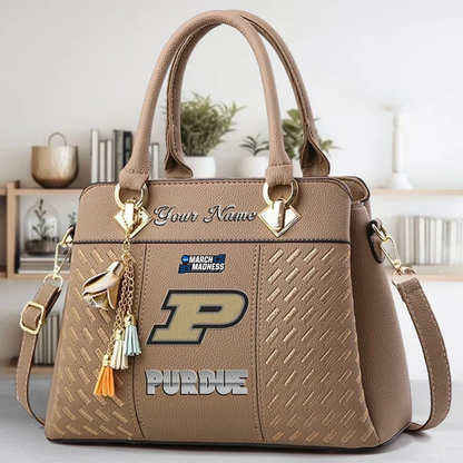 LIMITED EDITION - NEW CUSTOMIZED NCAA MAM20 PUB PURDUE BOILERMAKERS ZIP HANDBAG MULTICOLOR