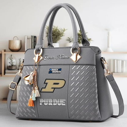 LIMITED EDITION - NEW CUSTOMIZED NCAA MAM20 PUB PURDUE BOILERMAKERS ZIP HANDBAG MULTICOLOR