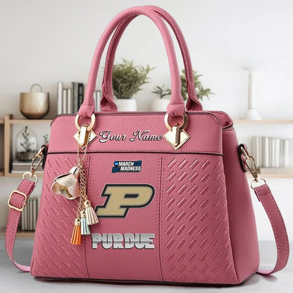 LIMITED EDITION - NEW CUSTOMIZED NCAA MAM20 PUB PURDUE BOILERMAKERS ZIP HANDBAG MULTICOLOR
