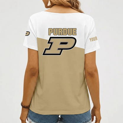 [FAN FAVORITE] NEW CUSTOMIZED NCAA MAM20 PUB PURDUE BOILERMAKERS STRAPPY V-NECK FEMALE SHIRT