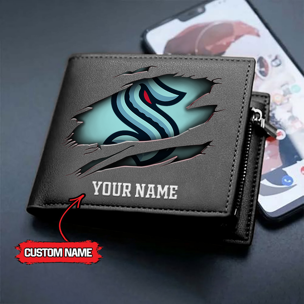 LIMITED EDITION - NEW CUSTOMIZED NHL20 STK SEATTLE KRAKEN LEATHER WALLET