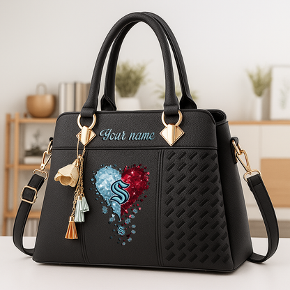 LIMITED EDITION - NEW CUSTOMIZED NHL20 STK SEATTLE KRAKEN ZIP HANDBAG MULTICOLOR