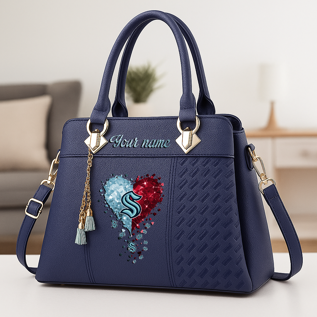 LIMITED EDITION - NEW CUSTOMIZED NHL20 STK SEATTLE KRAKEN ZIP HANDBAG MULTICOLOR