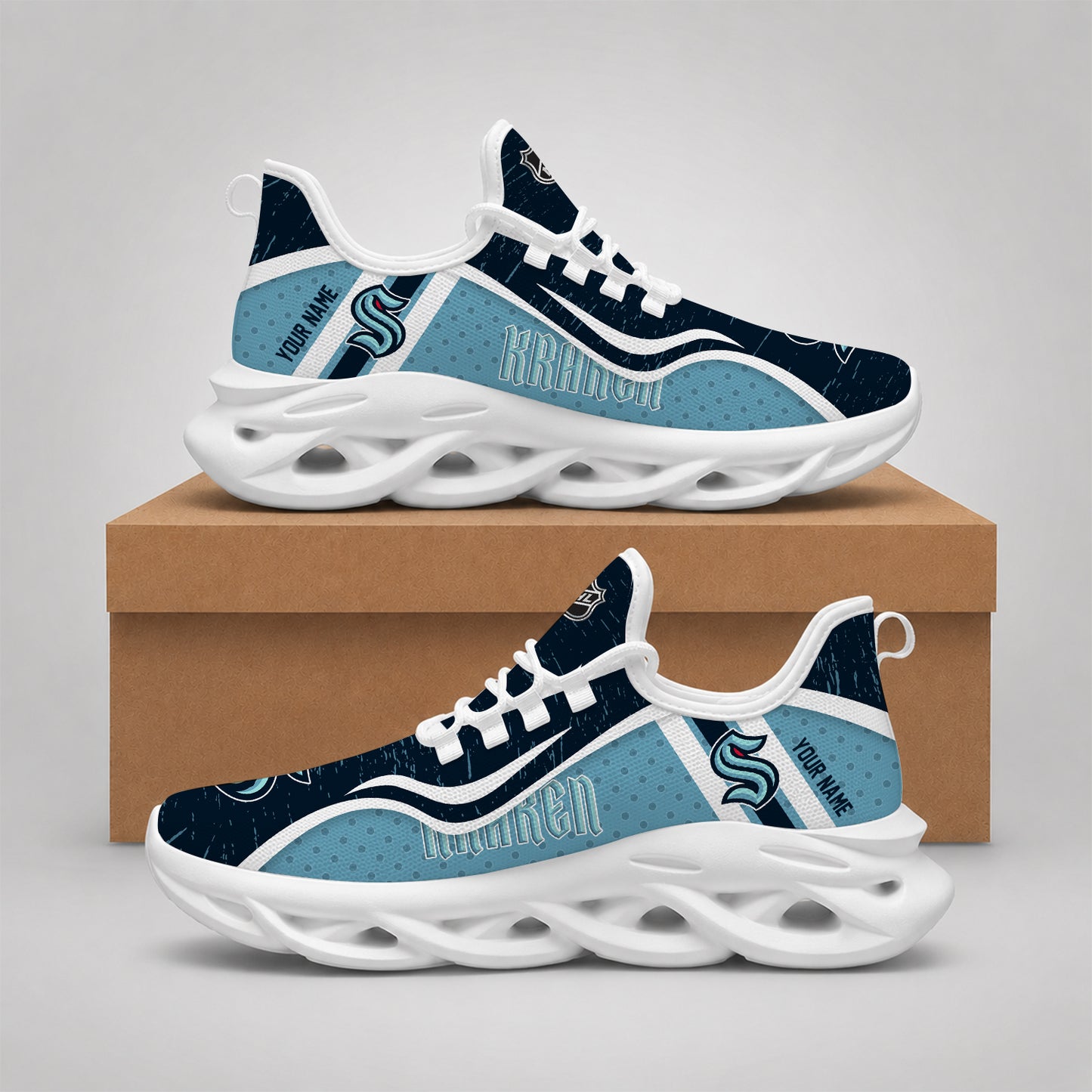 VIRAL EDITION - NEW CUSTOMIZED NHL20 STK SEATTLE KRAKEN CLUNKY SNEAKERS