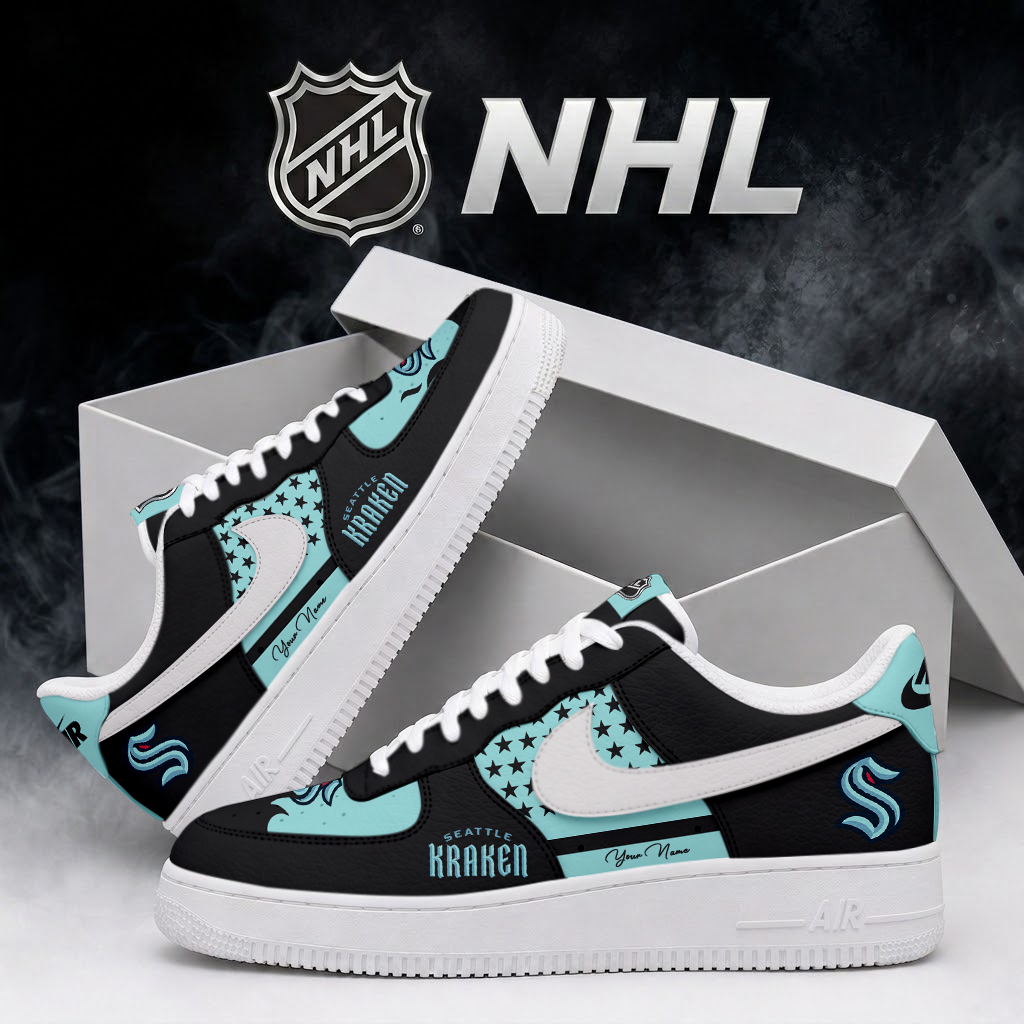 SPECIAL EDITION - NEW CUSTOMIZED NHL20 STK SEATTLE KRAKEN AF1 SHOES