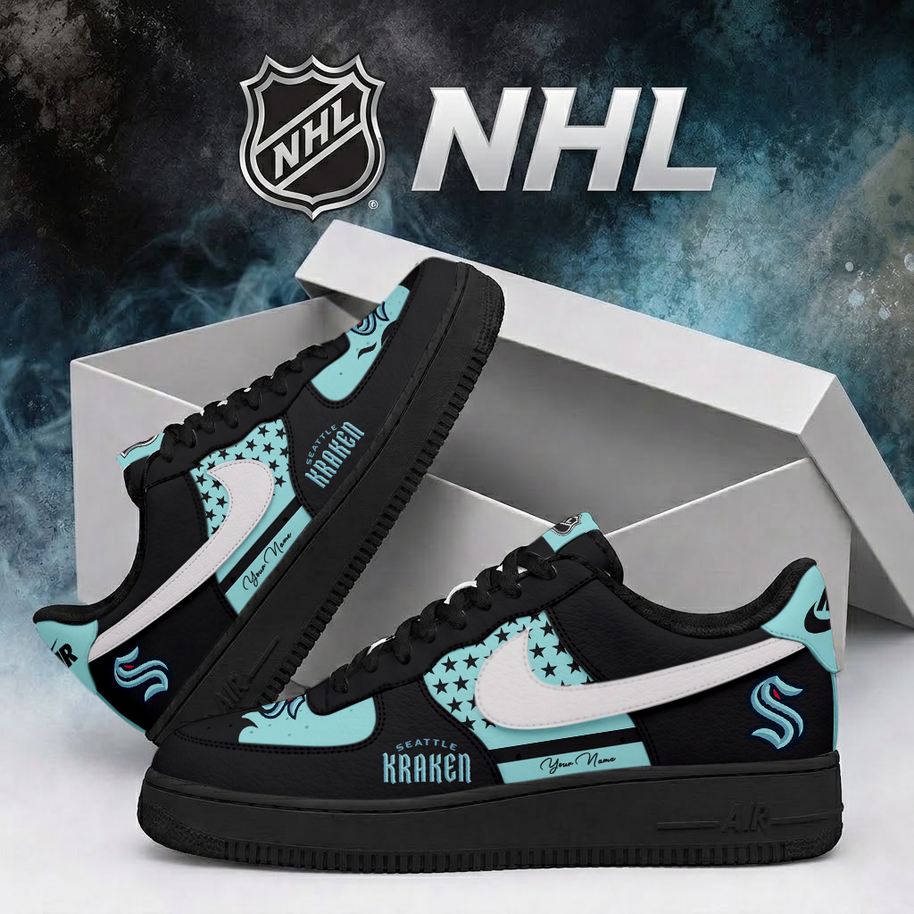 SPECIAL EDITION - NEW CUSTOMIZED NHL20 STK SEATTLE KRAKEN AF1 SHOES