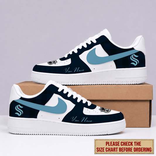 LIMITED EDITION - NEW CUSTOMIZED NHL20 SEATTLE KRAKEN AF1 SHOES