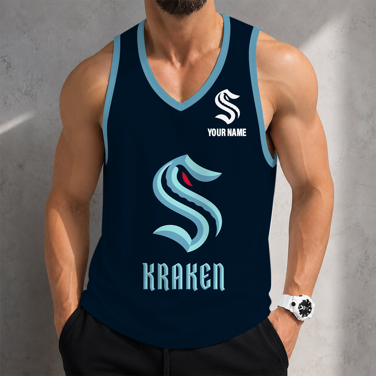 LIMITED EDITION - NEW CUSTOMIZED NHL20 STK SEATTLE KRAKEN MEN'S TANK TOP