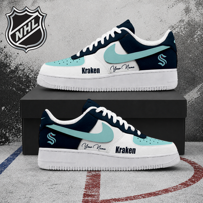 FINAL CLEARANCE - NEW CUSTOMIZED NHL20 SEATTLE KRAKEN AF1 SHOES