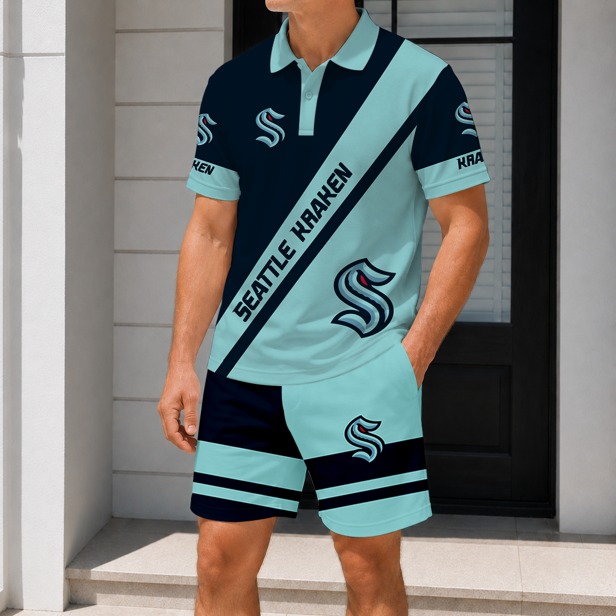 LIMITED EDITION - NEW CUSTOMIZED NHL20 STK SEATTLE KRAKEN POLO & SHORT PANTS SET