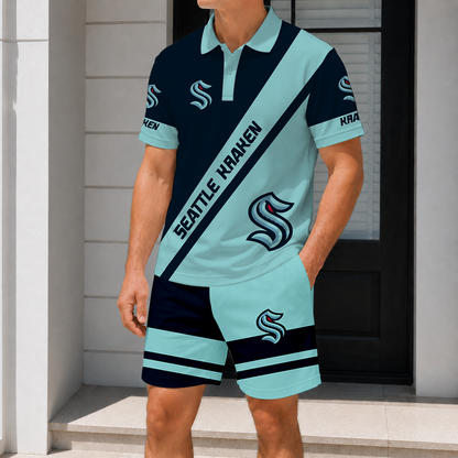 LIMITED EDITION - NEW CUSTOMIZED NHL20 STK SEATTLE KRAKEN POLO & SHORT PANTS SET