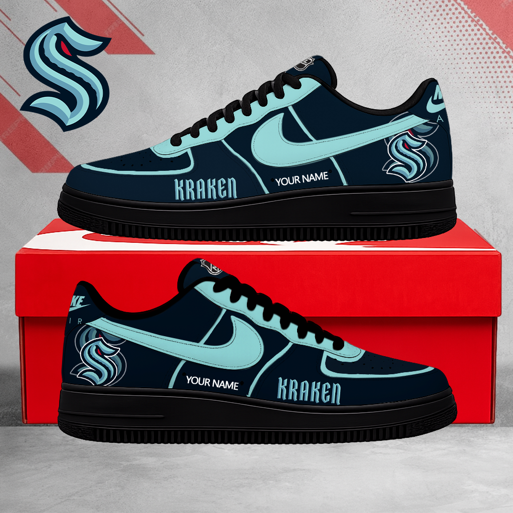 LIMITED EDITION - NEW CUSTOMIZED NHL20 SEATTLE KRAKEN AF1 SHOES