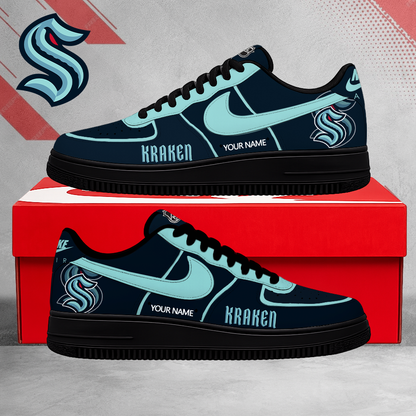 LIMITED EDITION - NEW CUSTOMIZED NHL20 SEATTLE KRAKEN AF1 SHOES