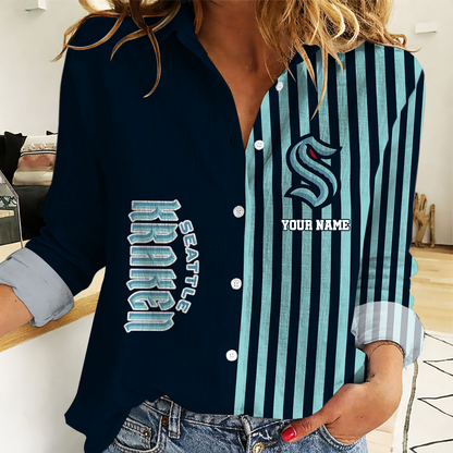 EXCLUSIVE EDITION - NEW CUSTOMIZED NHL20 STK SEATTLE KRAKEN WOMEN CASUAL SHIRT