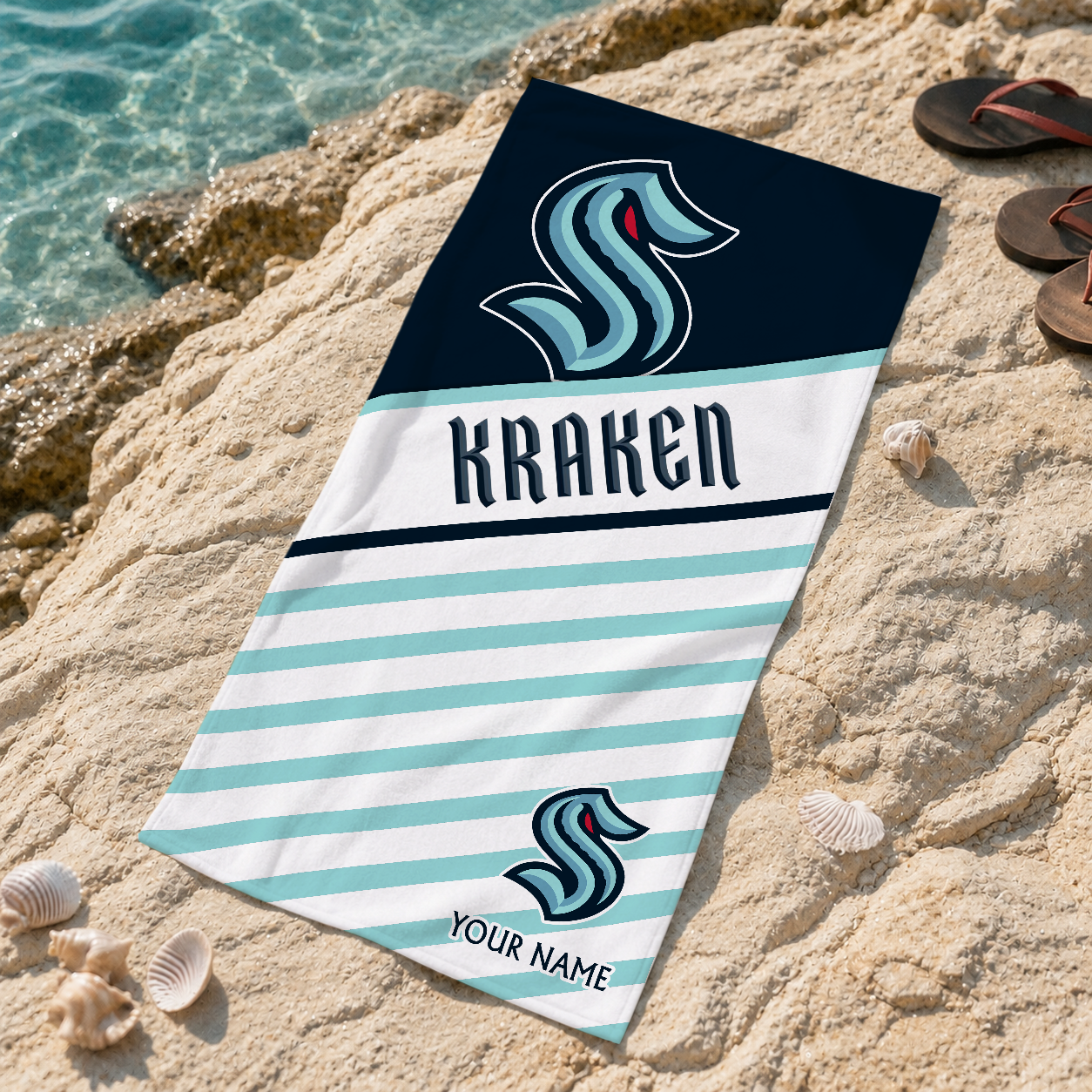 LIMITED EDITION - NEW CUSTOMIZED NHL20 STK SEATTLE KRAKEN BEACH TOWEL
