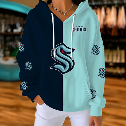[SUPER SALE] NEW CUSTOMIZED NHL20 STK SEATTLE KRAKEN RIBBED HOODIE & SWEATSHIRT