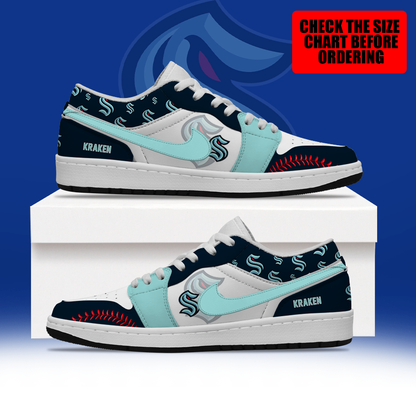 [SUPER SALE] NEW CUSTOMIZED NHL20 STK SEATTLE KRAKEN AIR JORDAN LOW SHOES