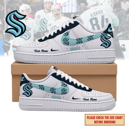 EXCLUSIVE EDITION - NEW CUSTOMIZED NHL20 SEATTLE KRAKEN AF1 SHOES