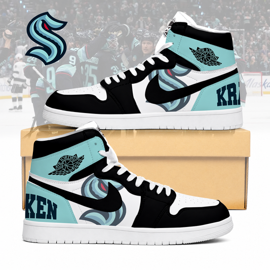 LIMITED EDITION - NEW CUSTOMIZED NHL20 ST KRAKEN AIR JORDAN SNEAKERS