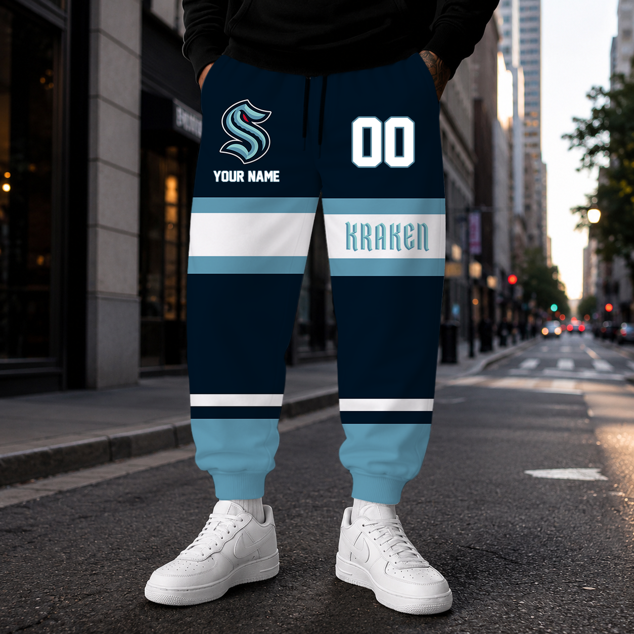 VIRAL EDITION - NEW CUSTOMIZED NHL20 STK SEATTLE KRAKEN SWEATPANTS