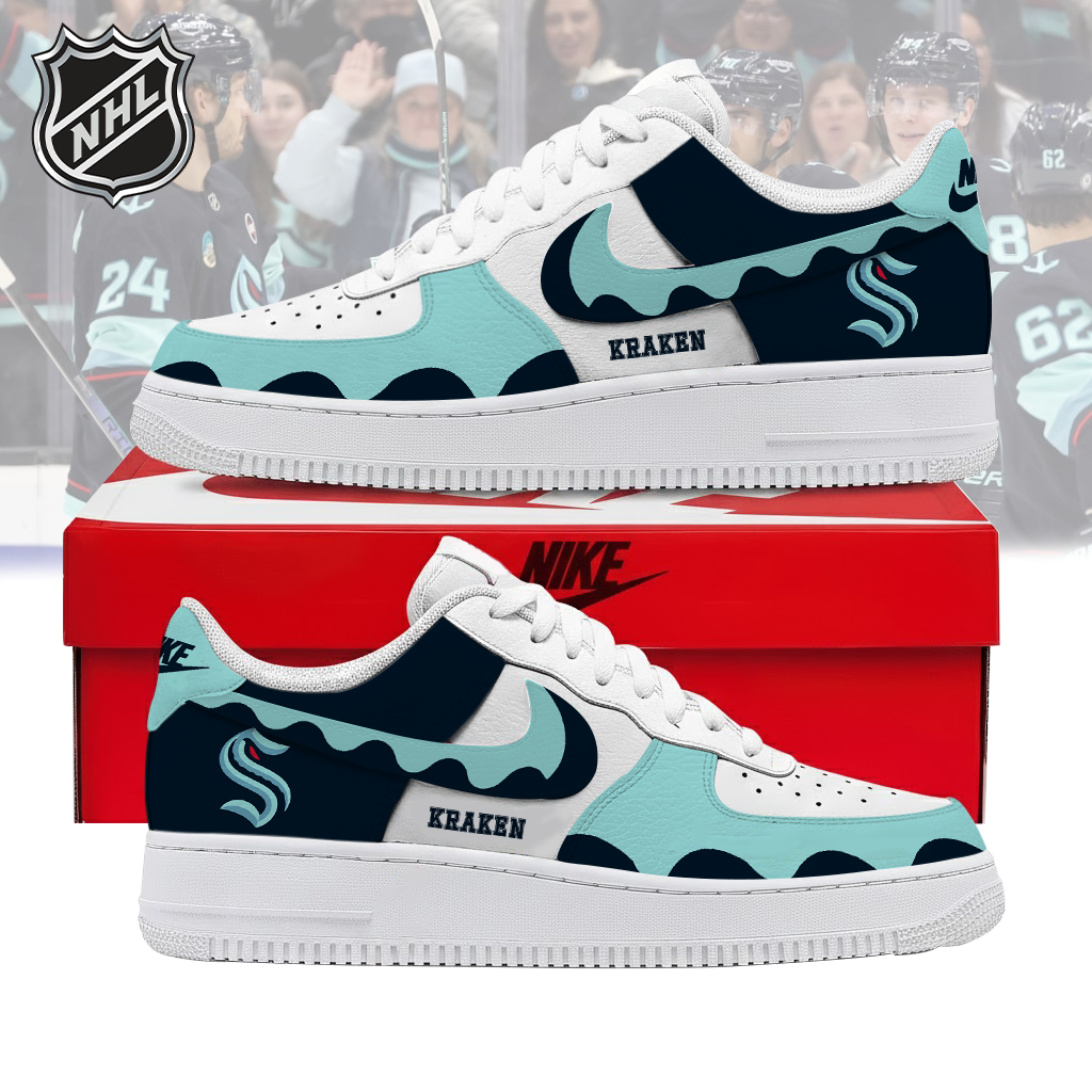 VIRAL EDITION - NEW CUSTOMIZED NHL20 SEATTLE KRAKEN AF1 SHOES