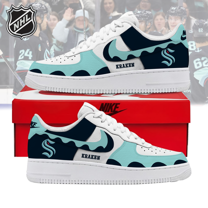 VIRAL EDITION - NEW CUSTOMIZED NHL20 SEATTLE KRAKEN AF1 SHOES