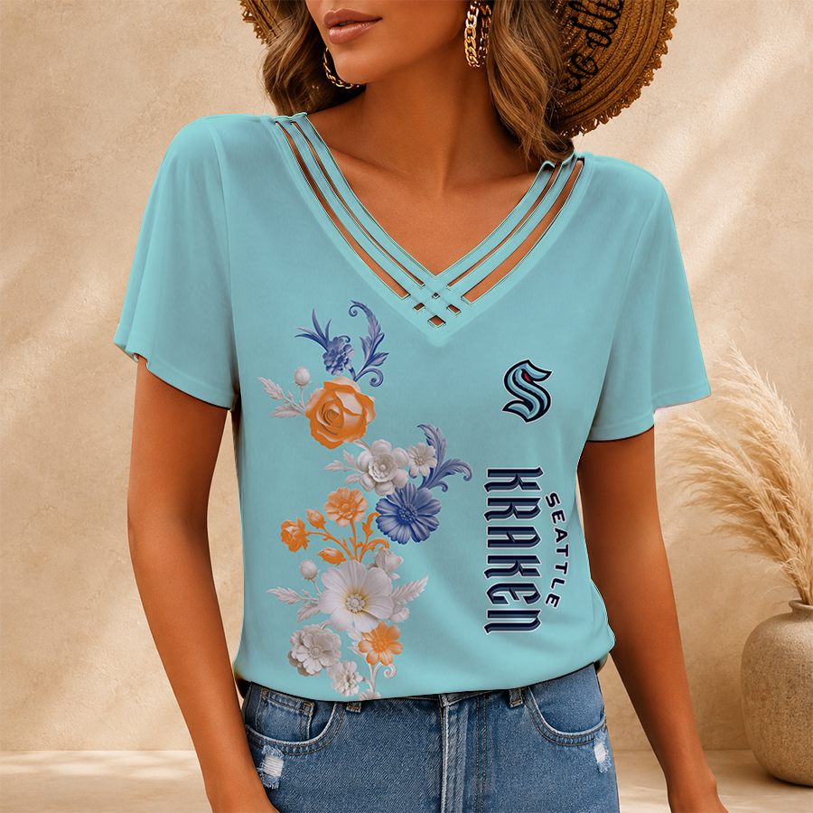 [SUPER SALE] NEW CUSTOMIZED NHL20 STK SEATTLE KRAKEN V-NECK SHIRT