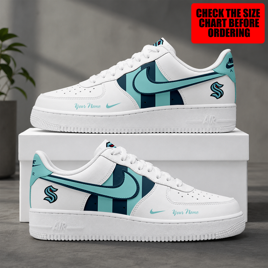 [SUPER SALE] NEW CUSTOMIZED NHL20 STK SEATTLE KRAKEN AF1 SHOES