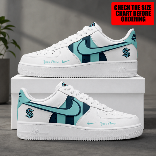 [SUPER SALE] NEW CUSTOMIZED NHL20 STK SEATTLE KRAKEN AF1 SHOES