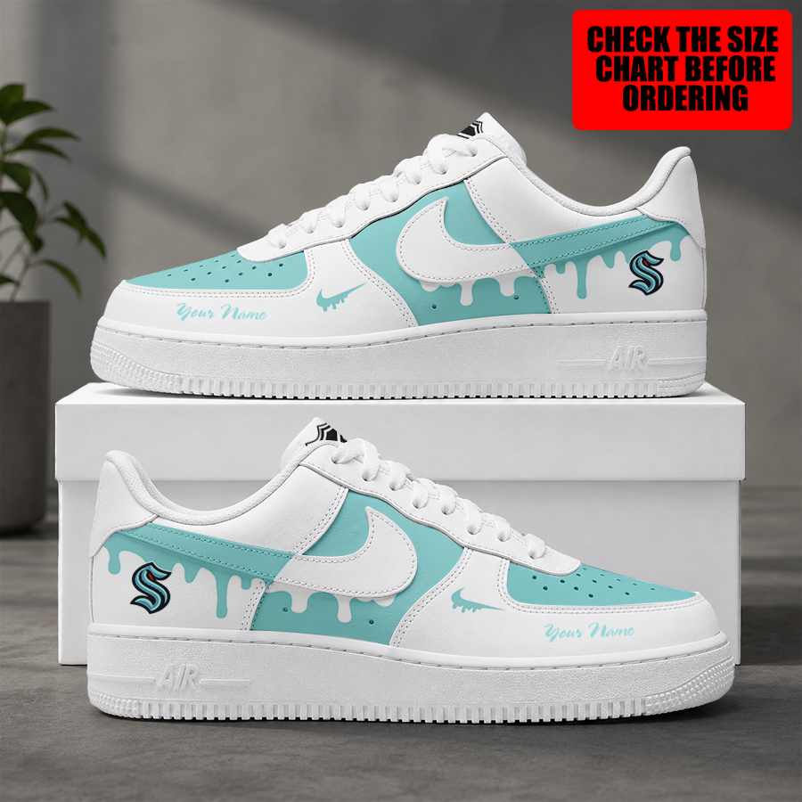 [SUPER SALE] NEW CUSTOMIZED NHL20 STK SEATTLE KRAKEN AF1 SHOES