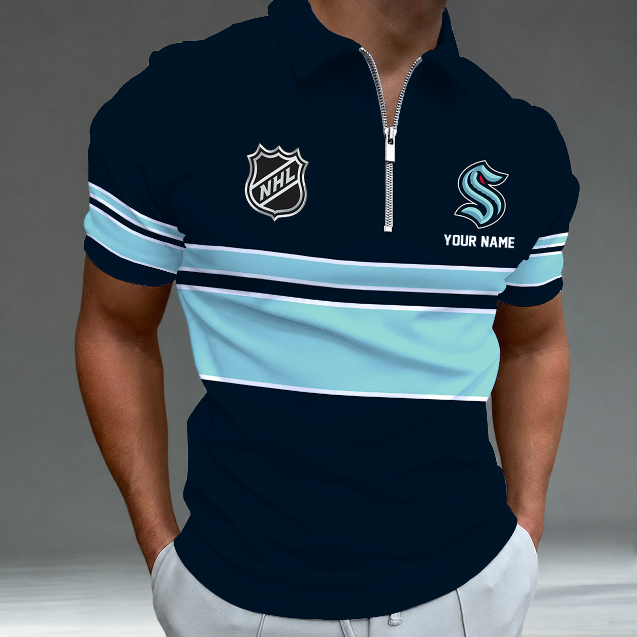 [SUPER SALE] NEW CUSTOMIZED NHL20 STK SEATTLE KRAKEN POLO SHIRT