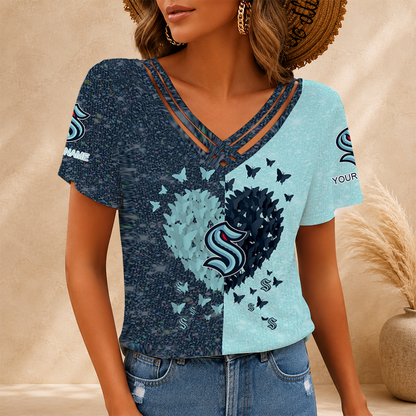 [SUPER SALE] NEW CUSTOMIZED NHL20 STK SEATTLE KRAKEN V-NECK SHIRT