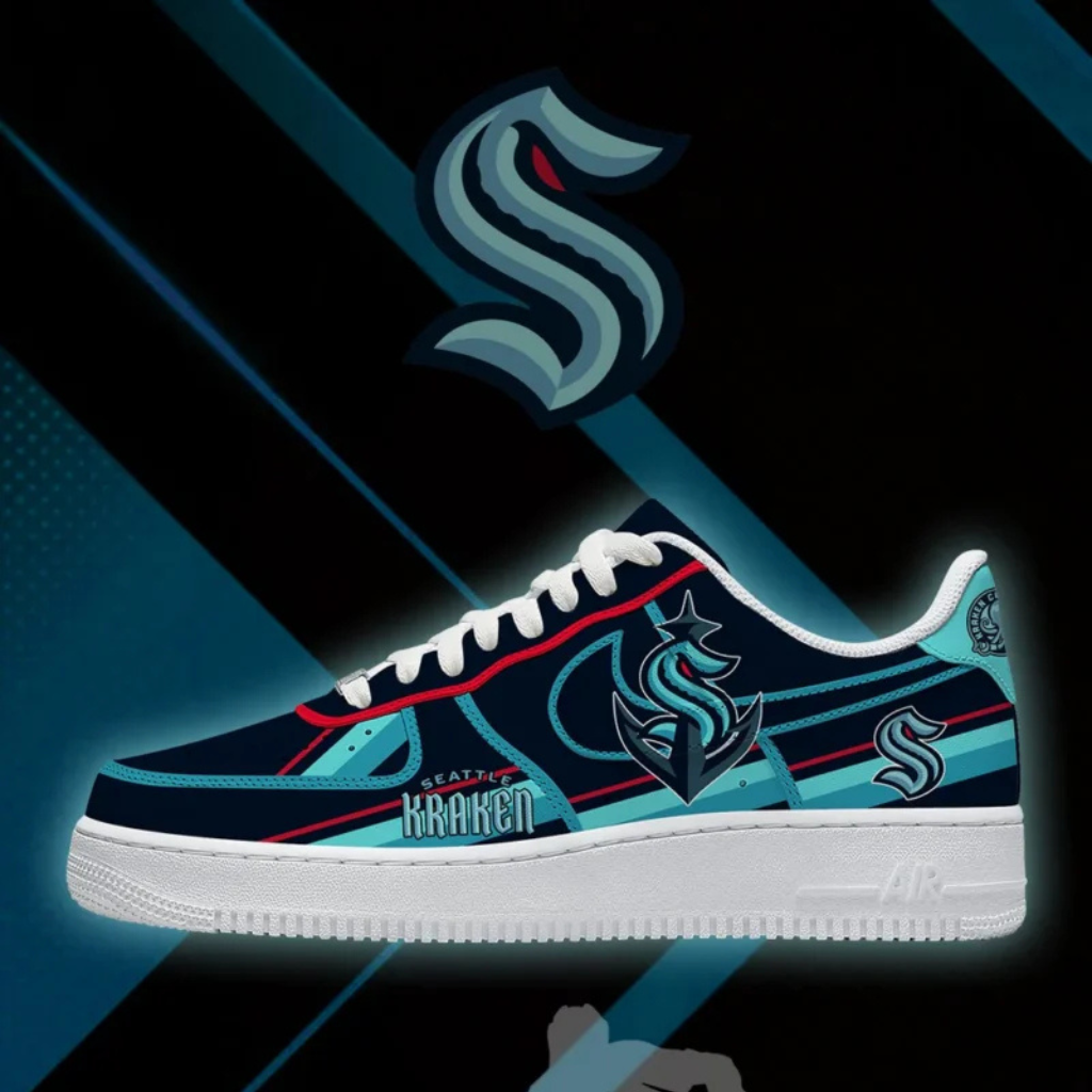 LIMITED EDITION - NEW CUSTOMIZED NHL20 STK SEATTLE KRAKEN AF1 SHOES
