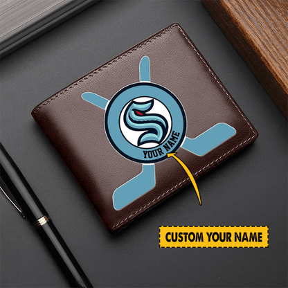 LIMITED EDITION - NEW CUSTOMIZED NHL20 STK SEATTLE KRAKEN LEATHER WALLET
