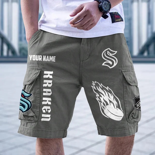 [SUPER SALE] NEW CUSTOMIZED NHL20 STK SEATTLE KRAKEN CARGO SHORTS