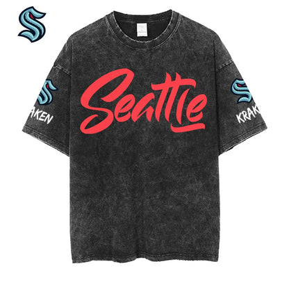 [SUPER SALE] NEW CUSTOMIZED NHL20 STK SEATTLE KRAKEN MULTICOLOR WASHED TEE