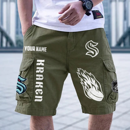 [SUPER SALE] NEW CUSTOMIZED NHL20 STK SEATTLE KRAKEN CARGO SHORTS