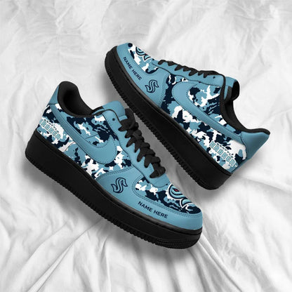 [SUPER SALE] NEW CUSTOMIZED NHL20 STK SEATTLE KRAKEN AF1 SHOES