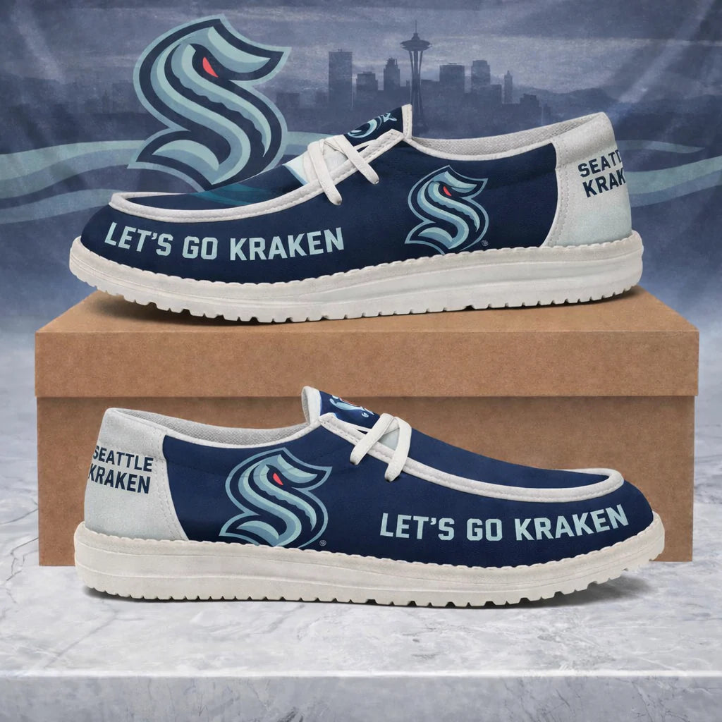 LIMITED EDITION - NEW CUSTOMIZED NHL20 SEATTLE KRAKEN LOAFER SHOES