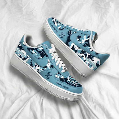 [SUPER SALE] NEW CUSTOMIZED NHL20 STK SEATTLE KRAKEN AF1 SHOES