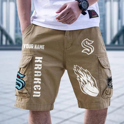 [SUPER SALE] NEW CUSTOMIZED NHL20 STK SEATTLE KRAKEN CARGO SHORTS