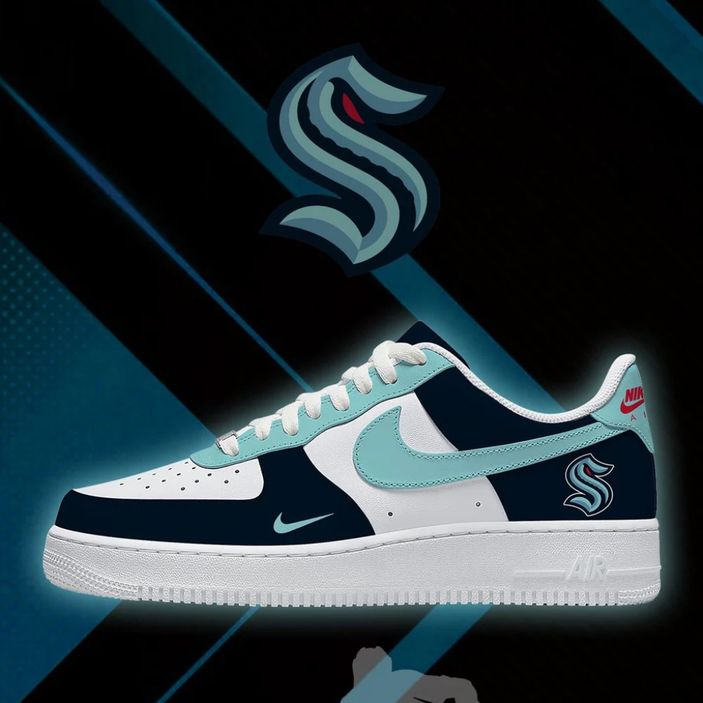 LIMITED EDITION - NEW CUSTOMIZED NHL20 STK SEATTLE KRAKEN AF1 SHOES