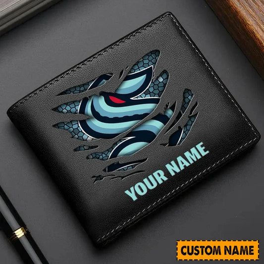 LIMITED EDITION - NEW CUSTOMIZED NHL20 STK SEATTLE KRAKEN LEATHER WALLET