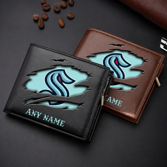 LIMITED EDITION - NEW CUSTOMIZED NHL20 STK SEATTLE KRAKEN LEATHER WALLET