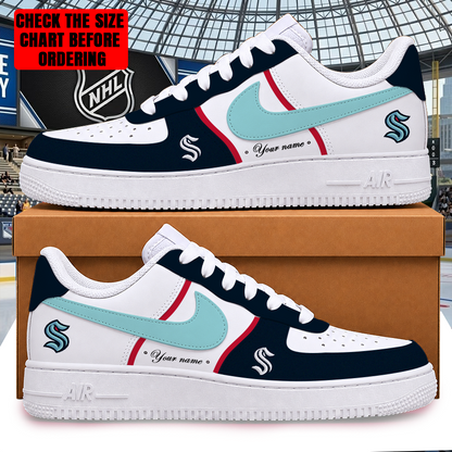 [SUPER SALE] NEW CUSTOMIZED NHL20 STK SEATTLE KRAKEN AF1 SHOES