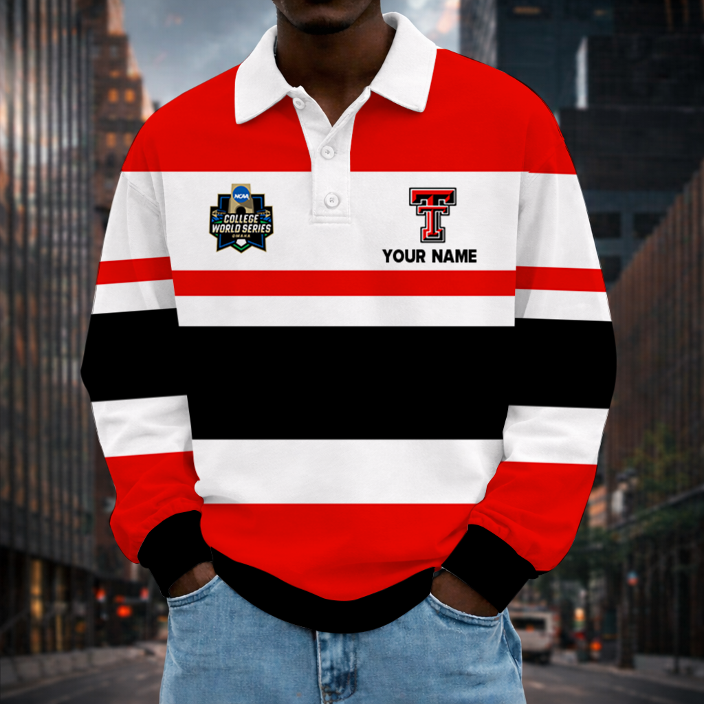 LIMITED EDITION - NEW CUSTOMIZED NCAA CWS20 TRR TEXAS TECH RED RAIDERS UNISEX LONG SLEEVE POLO