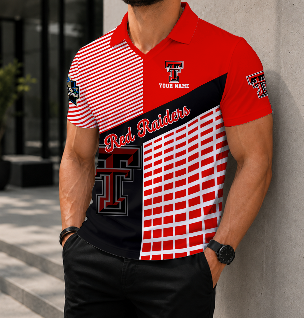 VIRAL EDITION - NEW CUSTOMIZED NCAA CWS20 TRR TEXAS TECH RED RAIDERS POLO SHIRT